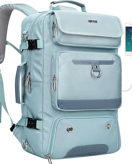PIJUSHI Carry on Travel Backpack for Women Convertible Duffel Bag Backpack Large Luggage Rucksack Fit 16 Inch Laptop(PE039 Blue)