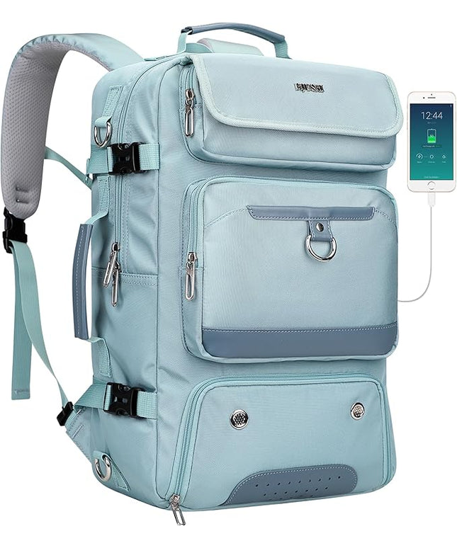 PIJUSHI Carry on Travel Backpack for Women Convertible Duffel Bag Backpack Large Luggage Rucksack Fit 16 Inch Laptop(PE039 Blue)