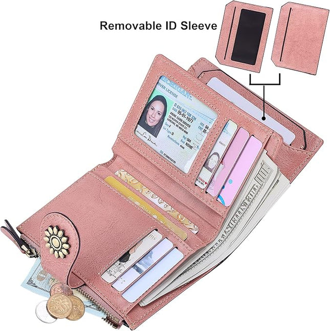 Lavemi Womens Leather Wallet Small Compact RFID Blocking Credit Card Case Purse with Zipper Pocket | Small, Compact, RFID Blocking, Zipper Pocket, Small, Compact