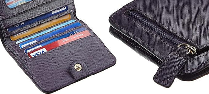 Toughergun Women’s Small Slim Leather Wallet with RFID Protection, Compact Bifold Mini Purse with Clear ID Window