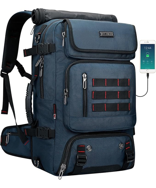 WITZMAN Carry on Travel Backpack for Men Women Airline Approved Convertible Nylon Duffle Backpack Luggage Bag (B682 blue)