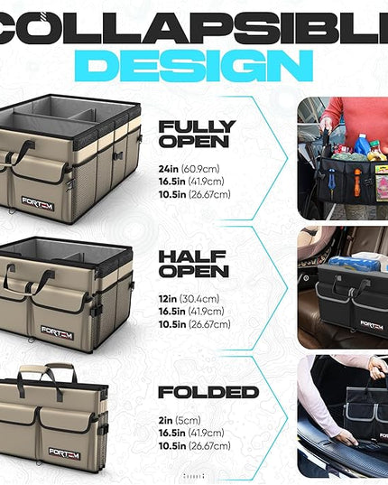 FORTEM Trunk Organizer For SUV Car Trunk Organizer, Foldable Storage, Car Accessories for Women Men, Collapsible Bag, Perfect Christmas Gifts, 600D Oxford, Non Slip Bottom, Straps, Soft Cover (65L)
