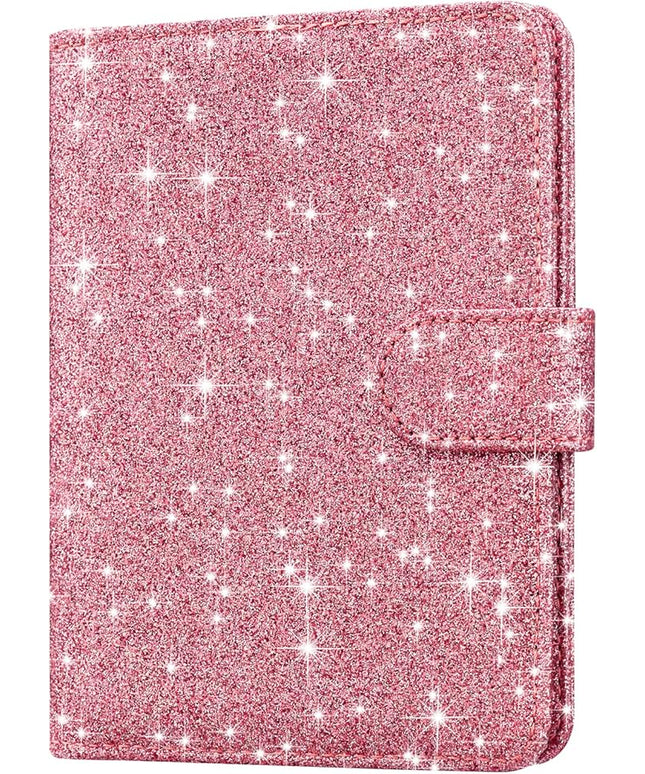 HOTCOOL Passport Holder Travel Essentials Airplane & Cruise Essentials Ship Leather Wallet Cover Case RFID Blocking Women & Men Vacation Travel Accessories Gifts Deals, Glitter - Pink