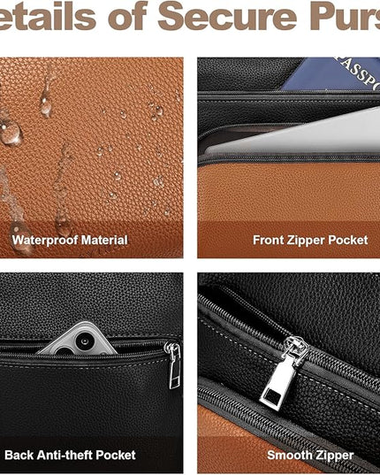 Anti-Theft Crossbody Purse for Women, Crossbody Shoulder Bag with Built-in Wallet & RFID Blocking for Travel Workout