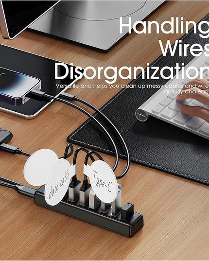 32Pcs Nearockle Cable Labels and Silicone Cable Ties Value Cable Management Set, 20 Cable Ties+12 Cord Labels for Electronics, Travel Home Office Desk Wire Organization(Black&White)