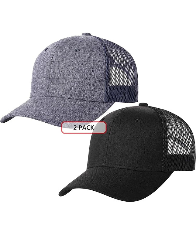 TSSGBL 2 Pack Snapback Trucker Baseball Hats Mesh Back Adjustable Blank Ball Caps for Men Women