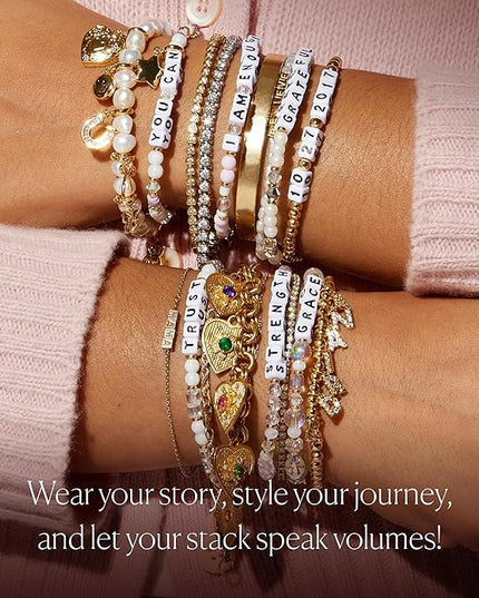 Little Words Project Mother's Day Gifts, The Original Word Bracelet, Made with Colorful Beads and Plated Brass Hardware, Handcrafted Design & Positive Message