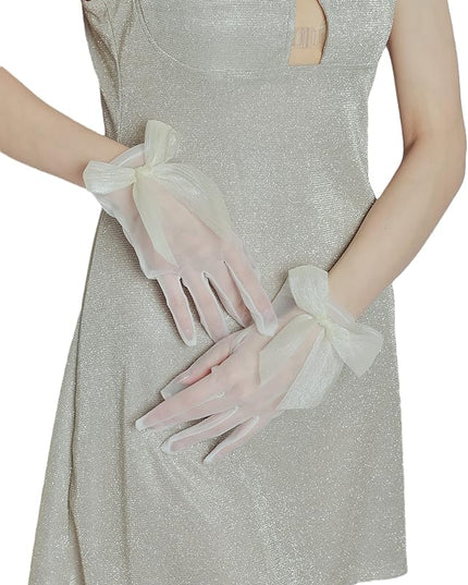 Sahabowi Satin Gloves Formal Bridal Banquet Party Wedding Opera Solid Colorful Mitten For Women