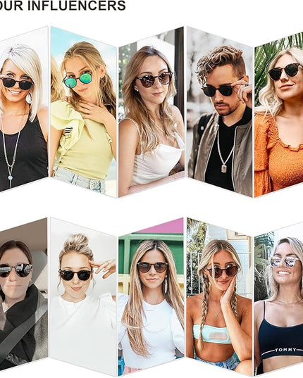 SOJOS Small Round Classic Polarized Sunglasses for Women Men Vintage Style UV400 Lens MAY SJ2113