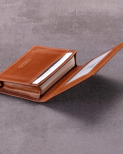 Leather Business Card Case Holder for Men & Women, Italian Calfskin