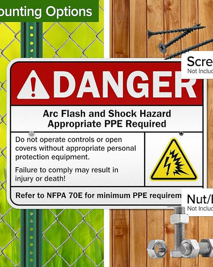 Danger Arc Flash And Shock Hazard Appropriate PPE Required Sign, 18x24 Inches, 3M EGP Reflective .080 Aluminum, Fade Resistant, Made in USA by My Sign Center