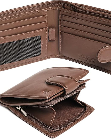 Lavalen Soft Leather Wallet for Men - Mens Wallet Bifold with Zipper Coin Pocket - Holds Bills, Credit Cards, Coins - Carteras para Hombres Piel - Billeteras de Hombres Cuero Original - RFID Blocking.