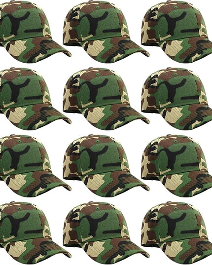 Falari Wholesale Bulk Lot 12-Pack Baseball Cap Adjustable Size Plain Blank Solid Color