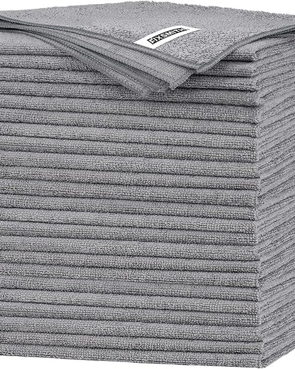 FIXSMITH Grey Microfiber Cleaning Cloth -Pack of 24, Highly Absorbent Cleaning Rags, 16"X12" All Purpose Cleaning Towels for Housekeeping, Kitchen, Car, Lint Free and Reusable Microfiber Towels