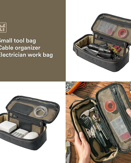 Heavy Duty Small Tool Bag Pouch Portable Utility Organizer Case with Zipper Handle. Perfect for EDC, Motorcycle, Road Bike, Electricians & More
