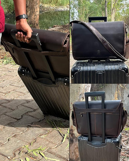 Leather Messenger Bag for Men 16" Full Grain Leather Laptop Bag Vintage Crossbody Office Satchel Travel Shoulder Bag