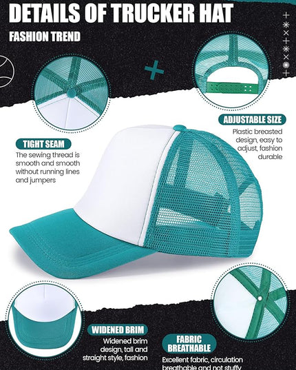 10 Pcs Sublimation Blank Trucker Hats Bulk Mesh Baseball Cap Polyester Mesh Trucker Hat for Men and Women