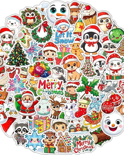 100PCS Christmas Stickers, Non-Repeating Vinyl Waterproof Holiday Stickers, Christmas Party Favors, Stocking Stuffers for Kids Toddlers Teens Boys Girls, Activities, Gifts, Toys, Goodie Bag Stuffers