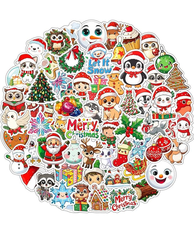 100PCS Christmas Stickers, Non-Repeating Vinyl Waterproof Holiday Stickers, Christmas Party Favors, Stocking Stuffers for Kids Toddlers Teens Boys Girls, Activities, Gifts, Toys, Goodie Bag Stuffers