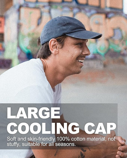 XXL Oversize Washed Denim Baseball Cap,Low Profile Jean Sports Cap for Big Heads 23.5"-25.5",Large Pigment Dyed Dad Hat