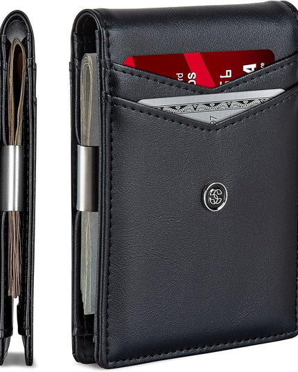 Suavell Slim Wallets for Men. Minimalist Bifold Wallet With Money Clip & ID Window. RFID Blocking Credit Card Holder Front Pocket Wallet, Gifts For Men - Husband Father On Birthday Anniversary.