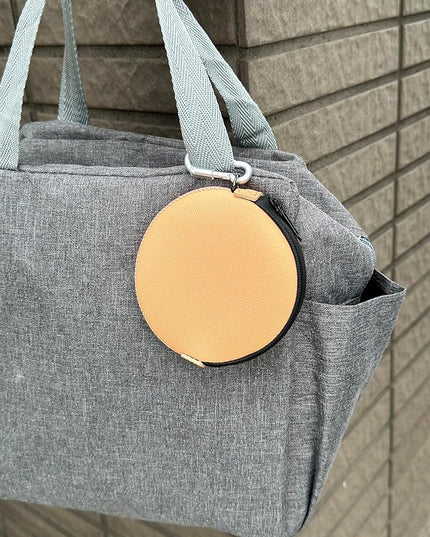 OneJoy Mini Round Coin Purse with Clip on, Lightweight Waterproof Zipper Pouch for Earbuds, Keys, Coins, Compact Travel Storage Case for Women & Men, Xmas Gift [ Peach ]
