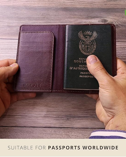 Maruse Italian Leather Passport Cover for Men and Women, Handmade in Italy