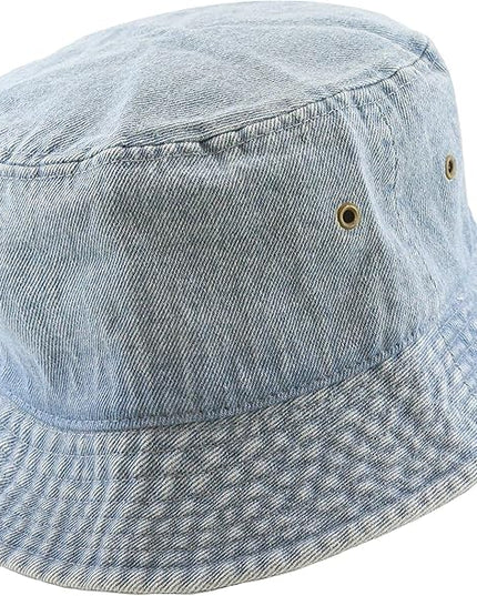 The Hat Depot Bucket Hat - Unisex 100% Cotton & Denim UPF 50 Packable Summer Travel Beach Sun Hat