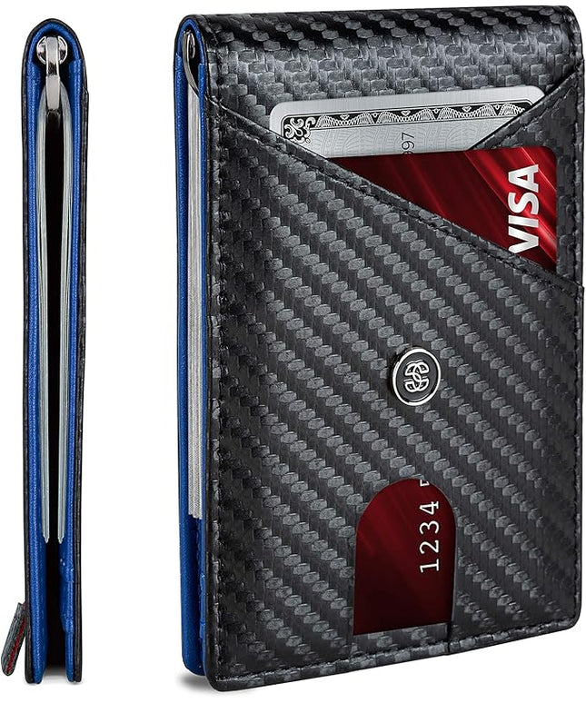 Suavell Slim Wallets for Men. RFID Money Clip Wallet, Slim Wallet, Thin Front Pocket Credit Card Wallet, Minimalist Bifold (Ocean Stone Pilot)