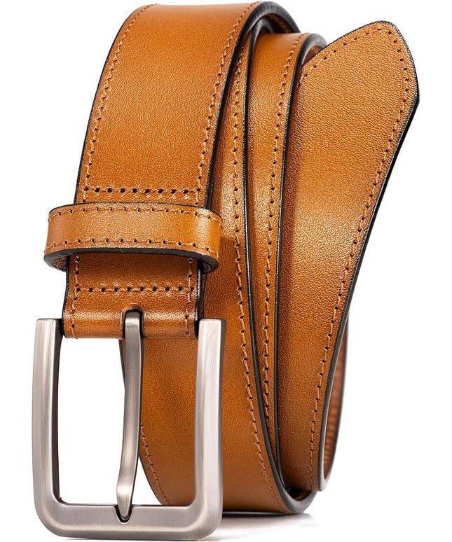 WOLFANT Men's 35mm Dress Casual Belt,100% Italian Full Grain Real Solid Leather
