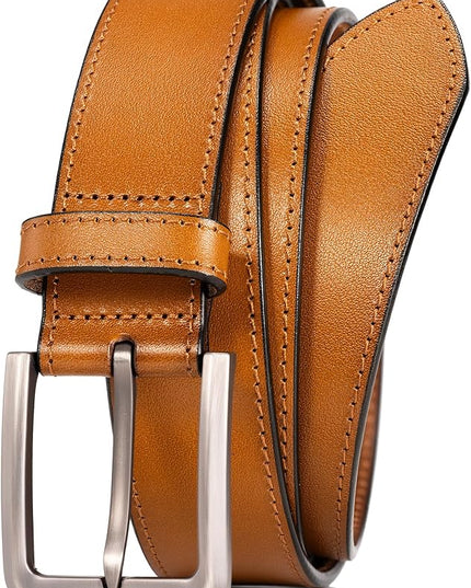 WOLFANT Men's 35mm Dress Casual Belt,100% Italian Full Grain Real Solid Leather