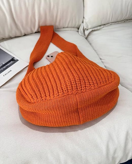 ENBEI Women's Crochet Tote Bag Knit Shoulder bag,Aesthetic Bag,Cute Eco-Friendly Tote for Travel,Daily Use,Gift Box Packaging