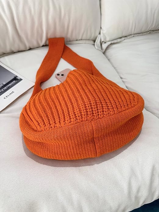 ENBEI Women's Crochet Tote Bag Knit Shoulder bag,Aesthetic Bag,Cute Eco-Friendly Tote for Travel,Daily Use,Gift Box Packaging