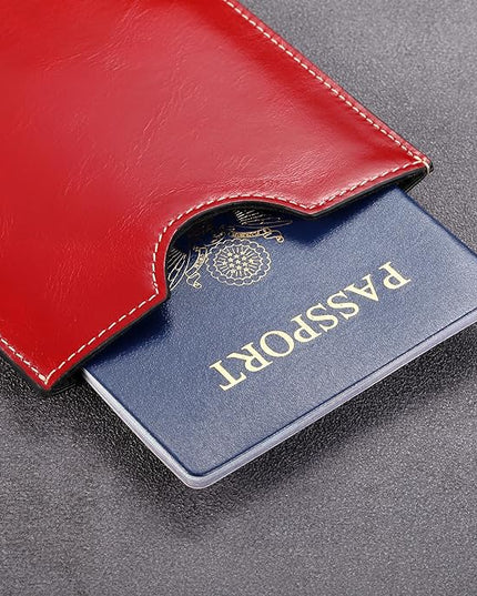 HISCOW Minimalist Passport Sleeve - Italian Calfskin (Antiqued Red)