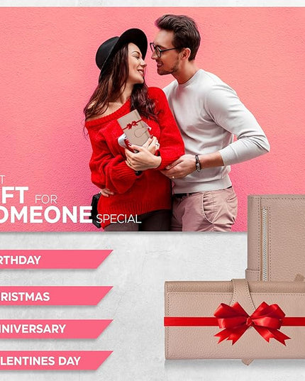Real Leather Women Wallet Leather with RFID Blocking -Trifold Card Holder Designer Ladies Clutch with ID Window Wallets