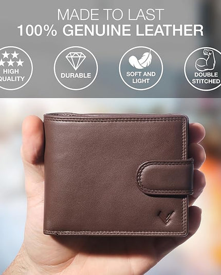 Lavalen Soft Leather Wallet for Men - Mens Wallet Bifold with Zipper Coin Pocket - Holds Bills, Credit Cards, Coins - Carteras para Hombres Piel - Billeteras de Hombres Cuero Original - RFID Blocking.
