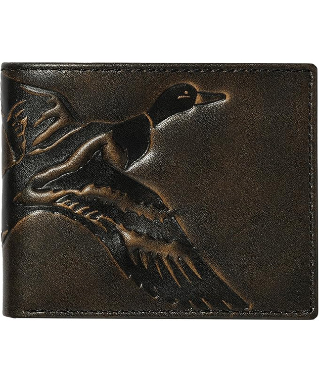 House of Jack Co. Duck Slim Bifold Wallet for Men and Outdoorsmen, Camou Lining, Full Grain Cowhide Leather Wallet, Black