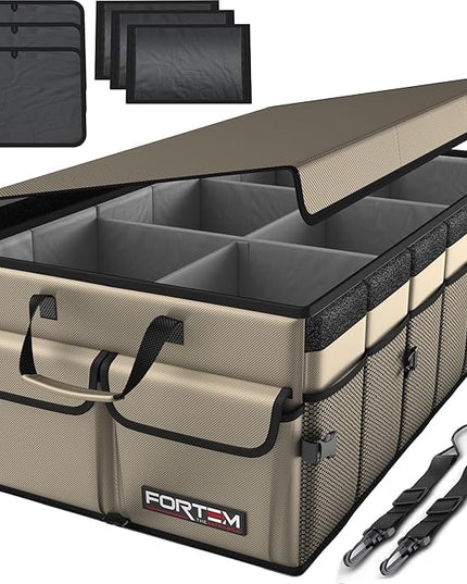 FORTEM Trunk Organizer For SUV Car Trunk Organizer, Foldable Storage, Car Accessories for Women Men, Collapsible Bag, Perfect Christmas Gifts, 600D Oxford, Non Slip Bottom, Straps, Soft Cover (85L)
