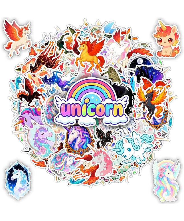 100 PCS Unicorns Stickers Pack – Cute Funny Animal Vinyl Decals for Laptop, Water Bottle, Scrapbook, Car, Hard Hat – Gift for Teens, Adults, Christmas Birthday Unicorn Wall Decorative 9 Sheets