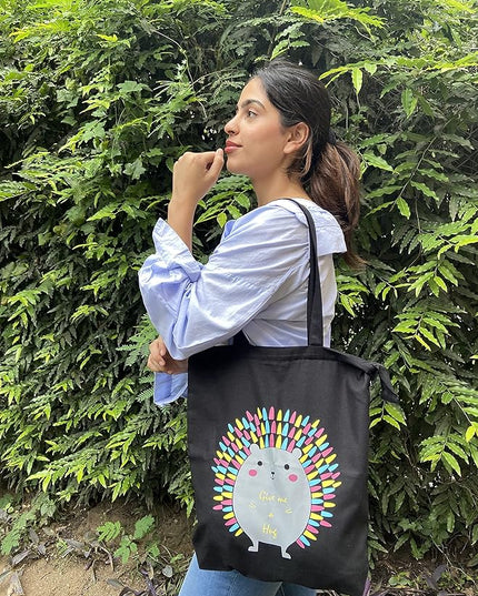 Ecoright Tote Bag for Women with Zipper, Small Tote Bag, Canvas Bag, Reusable Cotton Bag for Beach, Grocery, School & Work