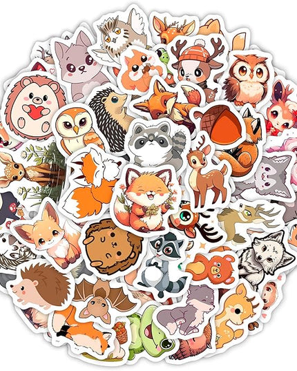 BulbaCraft 100Pcs Woodland Animal Stickers, Forest Animal Stickers for Water Bottle & Laptop - Woodland Party Supplies & Decorations, Gifts for Women & Men