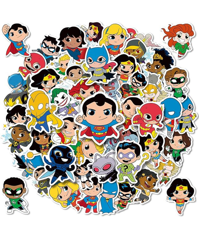 Superhero Stickers for Water Bottles – 50PCS Cute Cartoon Stickers for Kids, Teens, Adults – Waterproof Vinyl Decal Sticker for Laptop, Scrapbook, Phone, Skateboard, Party Favors and Gifts