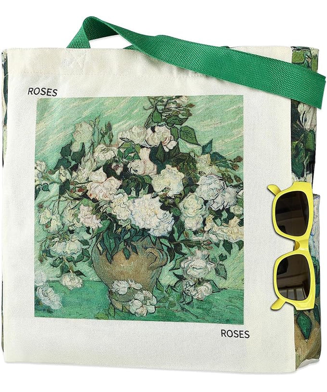 AUSVKAI Cute Canvas Tote Bag for Women, Reusable Designer Bags with Handles Pockets&Snaps for College Beach Everyday Grocery