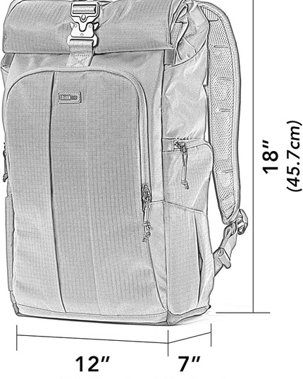 Think Tank FocusPoint 30L RollTop Camera Backpack - Asphalt Black: Expandable Travel & Camera Backpack with Laptop Sleeve, Quick Side and Back Access, Rain Cover – Versatile Photography & Travel Bag