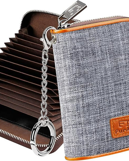 FurArt Zipper Wallet Women, RFID Blocking Credit Card Wallet, Business Card Holder, Compact Size KeyChain Wallet
