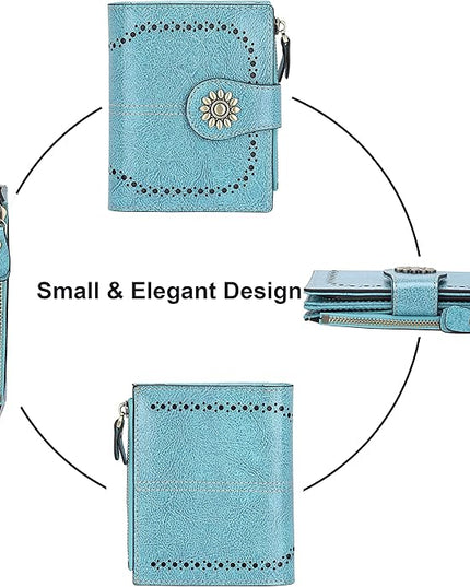 Lavemi Womens Leather Wallet Small Compact RFID Blocking Credit Card Case Purse with Zipper Pocket | Small, Compact, RFID Blocking, Zipper Pocket, Small, Compact