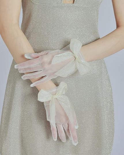 Sahabowi Satin Gloves Formal Bridal Banquet Party Wedding Opera Solid Colorful Mitten For Women