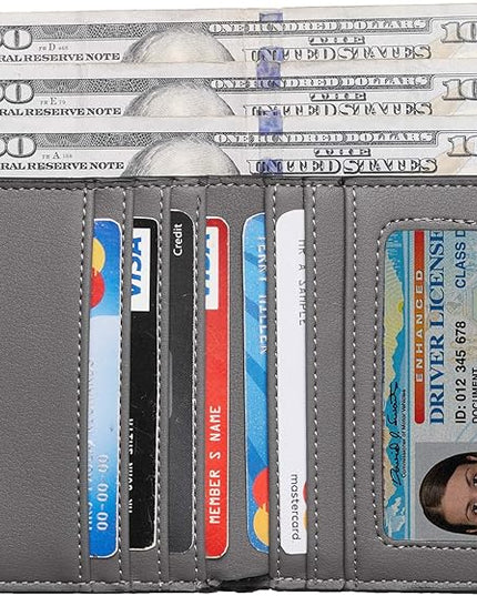 Toughergun Women’s Small Slim Leather Wallet with RFID Protection, Compact Bifold Mini Purse with Clear ID Window