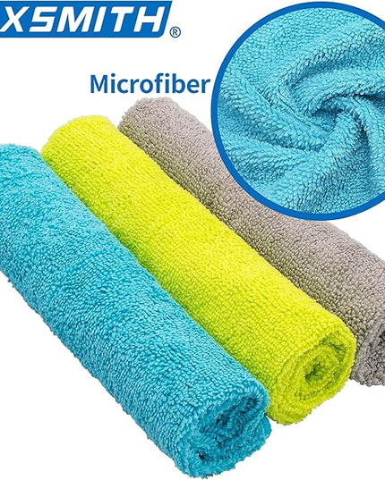 FIXSMITH Microfiber Cleaning Cloth - Pack of 8, Size: 12 x 16 in, Multi-Functional Cleaning Towels, Highly Absorbent Cleaning Rags, Lint-Free, Streak-Free Cleaning Cloths for Car Kitchen Home