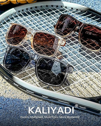 KALIYADI Sunglasses Men Polarized Sun glasses for Mens Womens Classic Matte Black Frame UV Protection 3pack